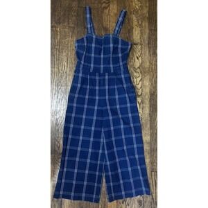 J. Crew Jumpsuit/Overalls Pockets Buttons Side Zip Up 4 Plaid Blue